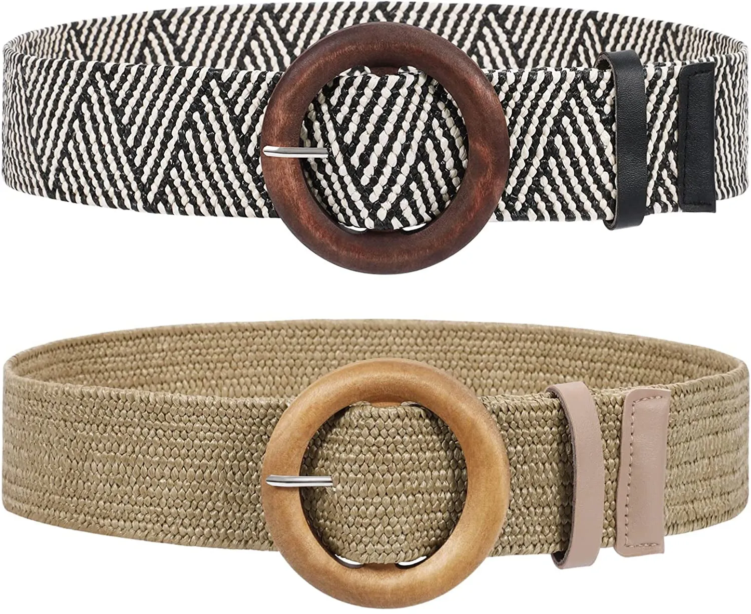 2 Pack Elastic Woven Waist Belts