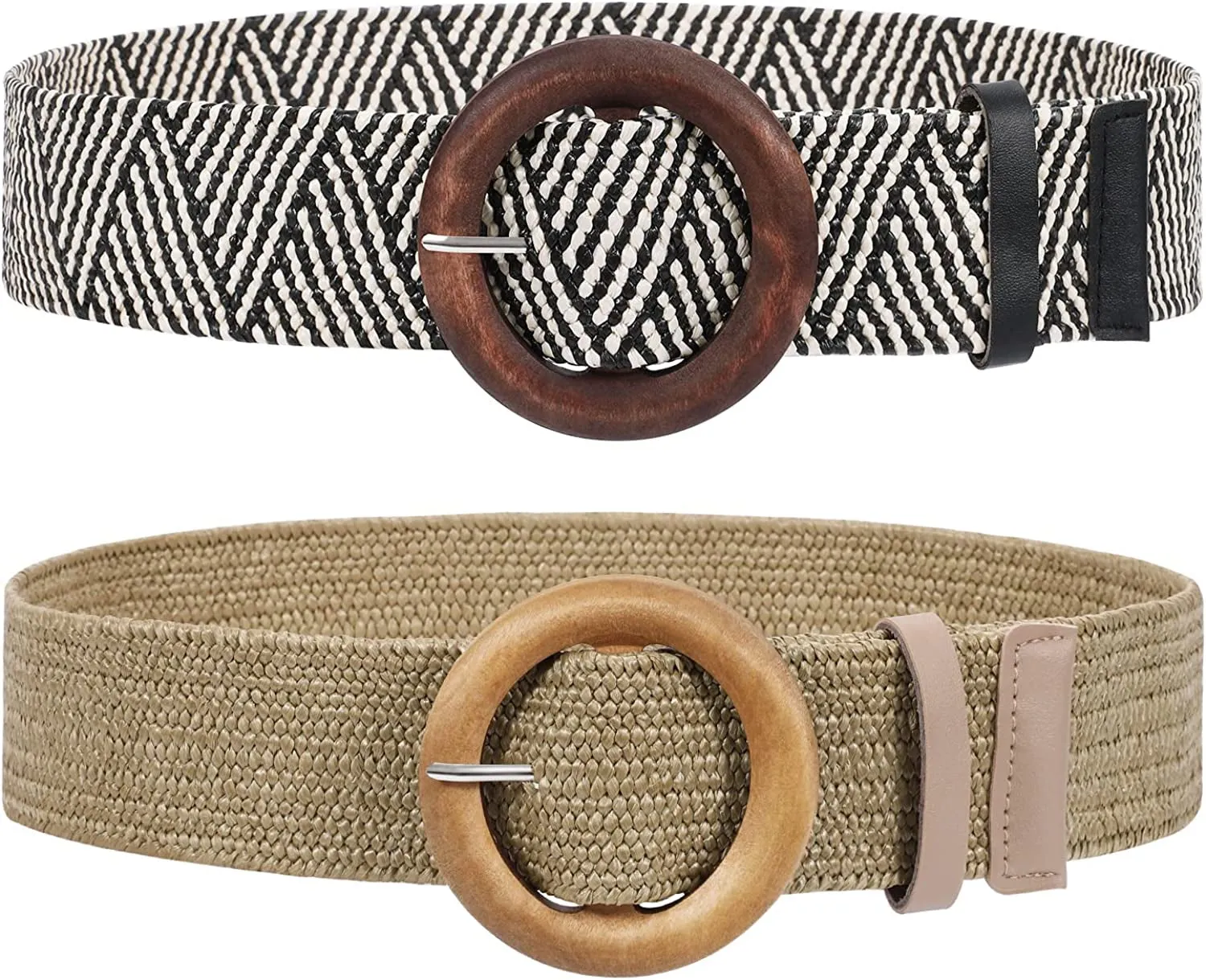 2 Pack Elastic Woven Waist Belts