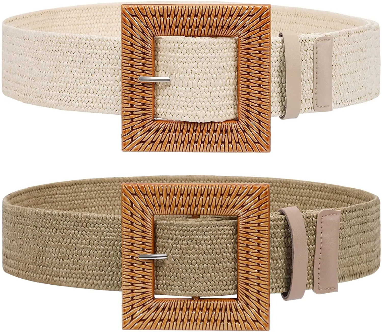 2 Pack Elastic Woven Waist Belts