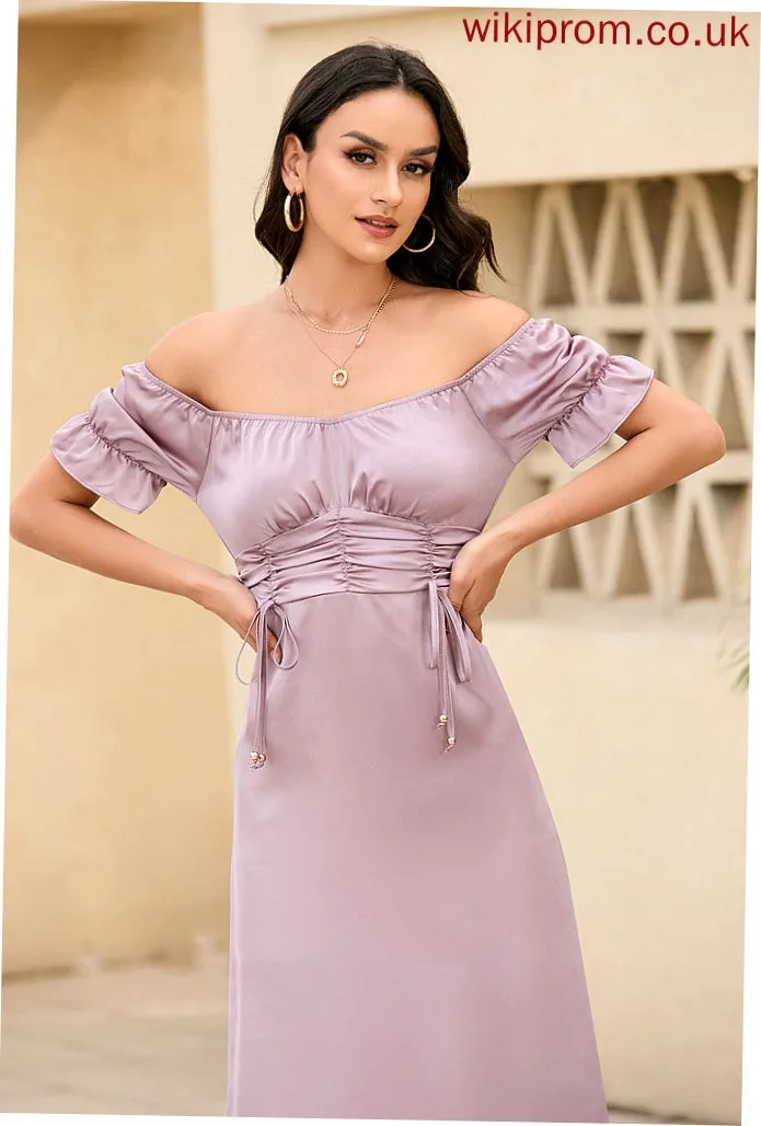 Arely Midi Sleeves V-Neck Short Satin Elegant Dresses Sheath Club Dresses