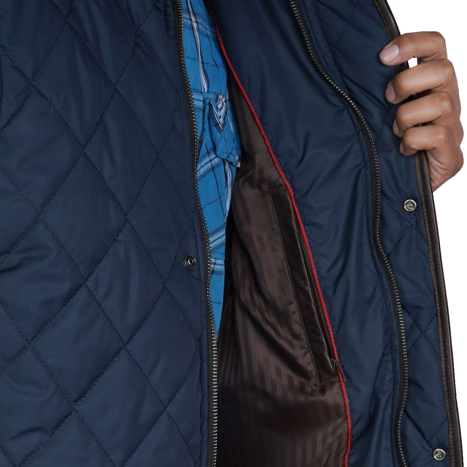 Blue Diamond Patterned Puffer Vest by Brune & Bareskin