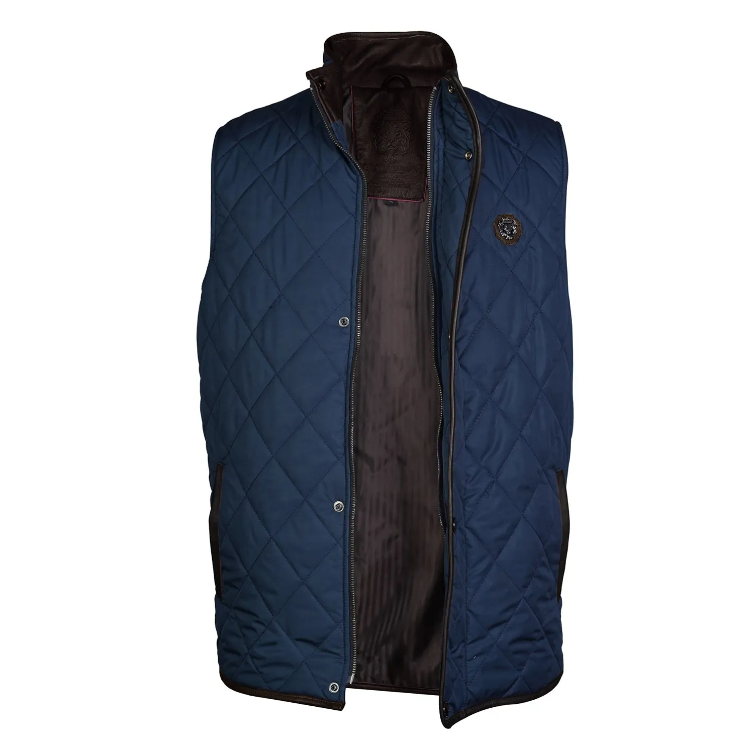 Blue Diamond Patterned Puffer Vest by Brune & Bareskin