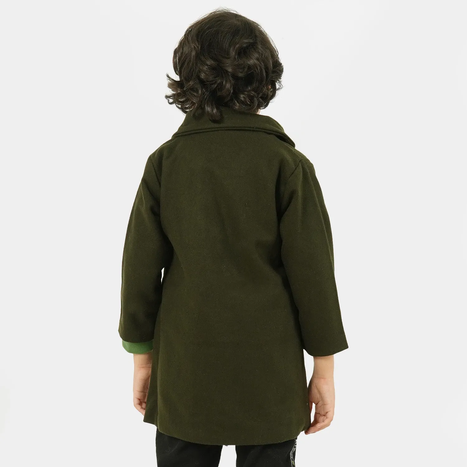 Boys Stylish Wool Coat - Olive