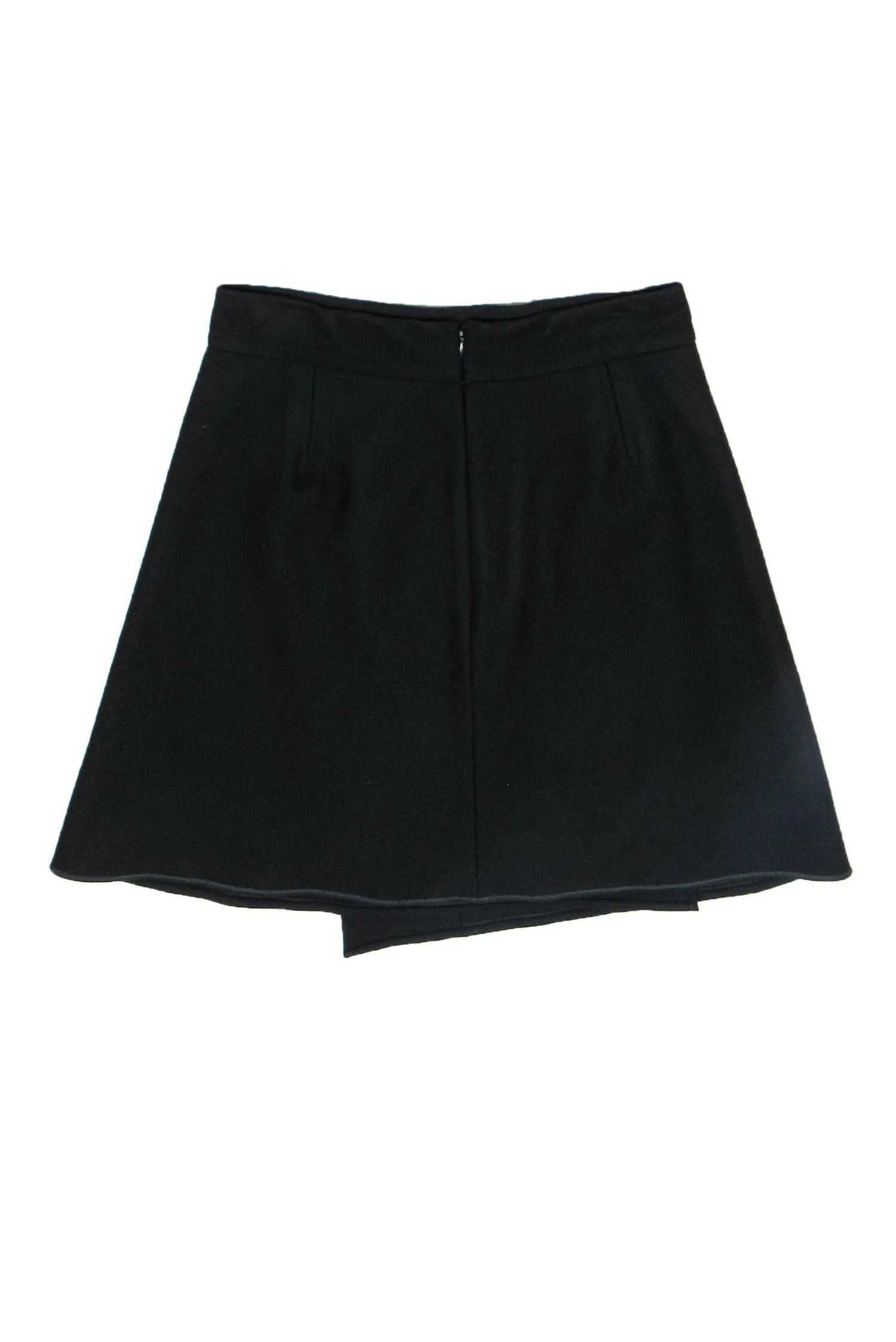 Carven - Black Wool Blend Asymmetric A-Line Skirt Sz 8