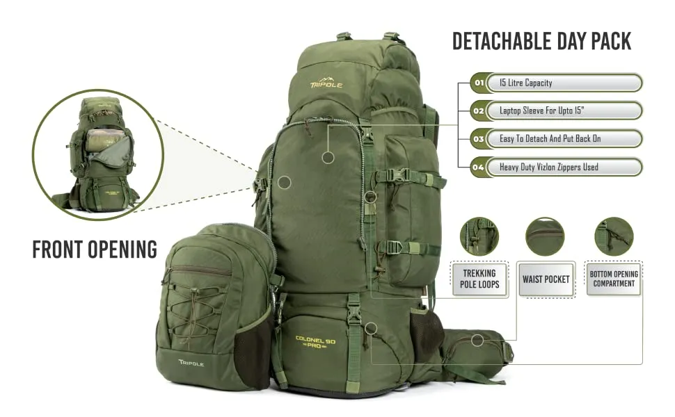 Colonel Pro 105 L Rucksack With Organizer Pack Army Green