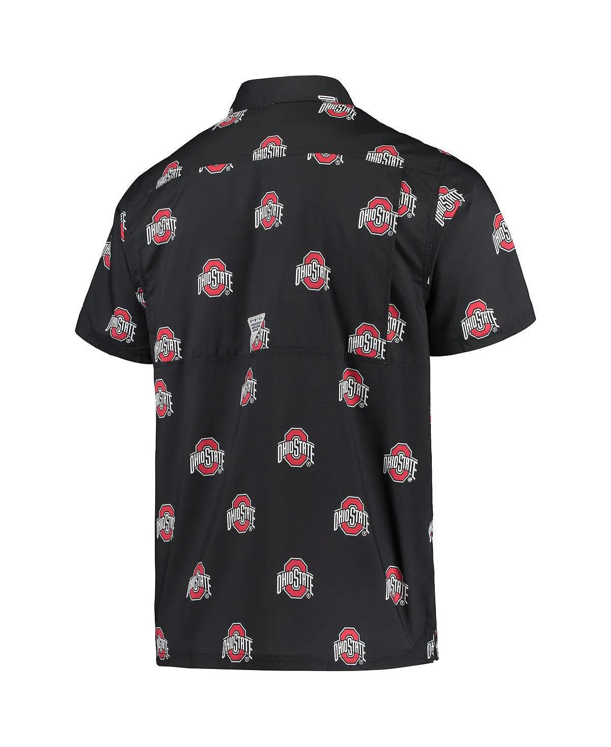 Columbia men's black ohio state buckeyes super slack tide omni-shade button down shirt, black