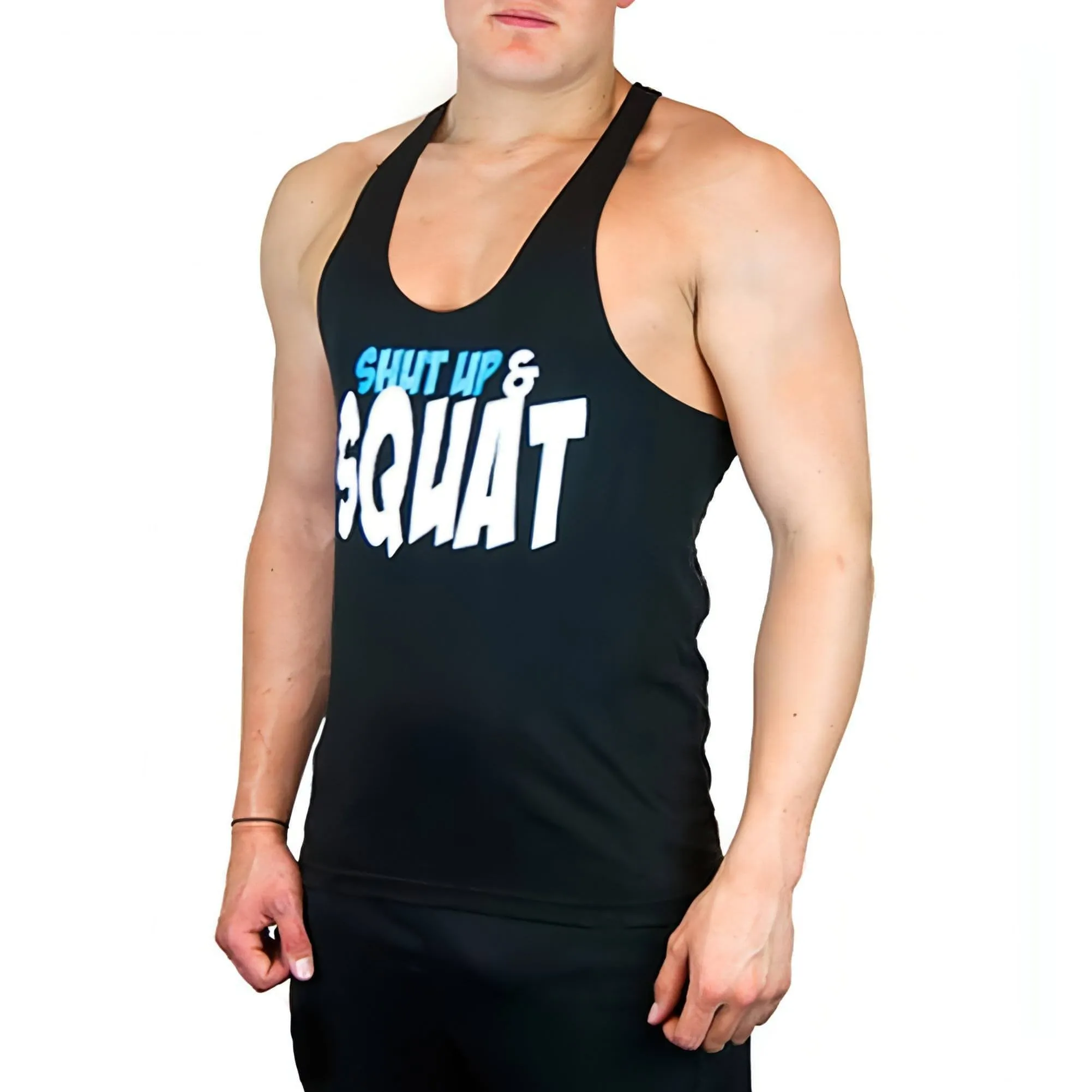 CoreX Fitness Shut Up And Squat Stringer Mens Training Vest - Black