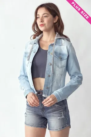 Curvy Girl Distressed Denim Jacket