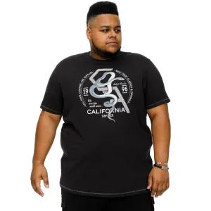 D555 Mens Cortex Big & Tall California Snake Printed T-Shirt - Black