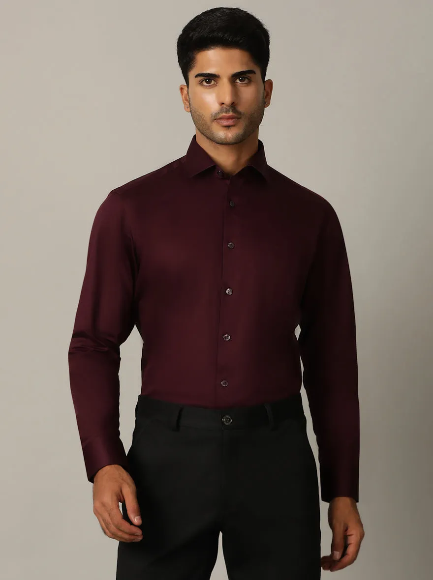 Dark Purple Solid Slim Fit Formal Shirt | Metal