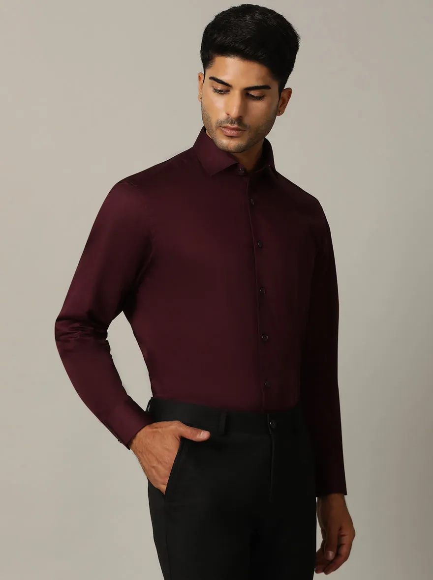 Dark Purple Solid Slim Fit Formal Shirt | Metal