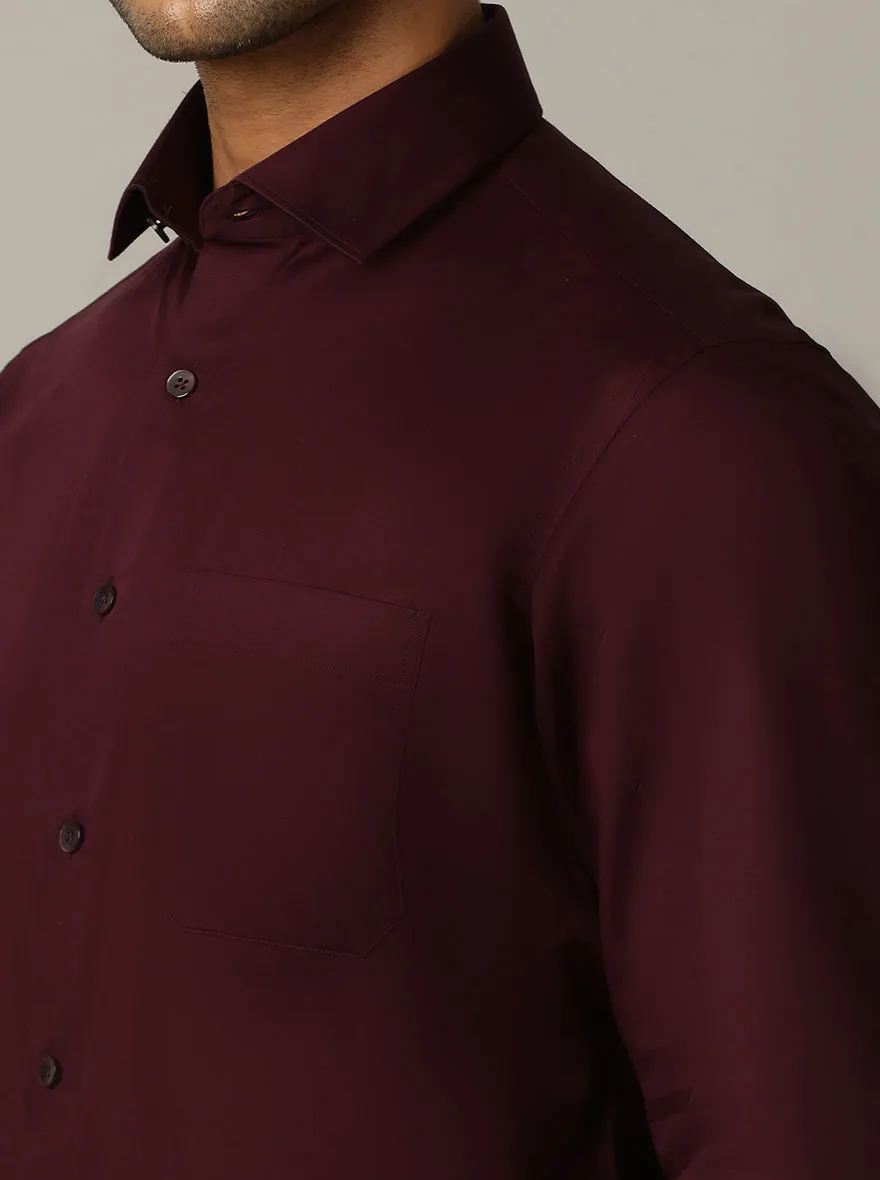 Dark Purple Solid Slim Fit Formal Shirt | Metal