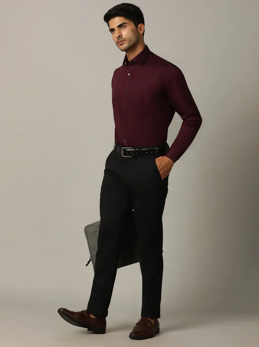 Dark Purple Solid Slim Fit Formal Shirt | Metal