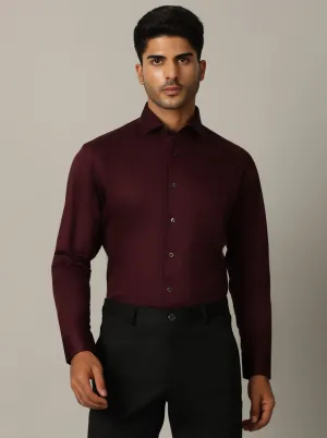 Dark Purple Solid Slim Fit Formal Shirt | Metal