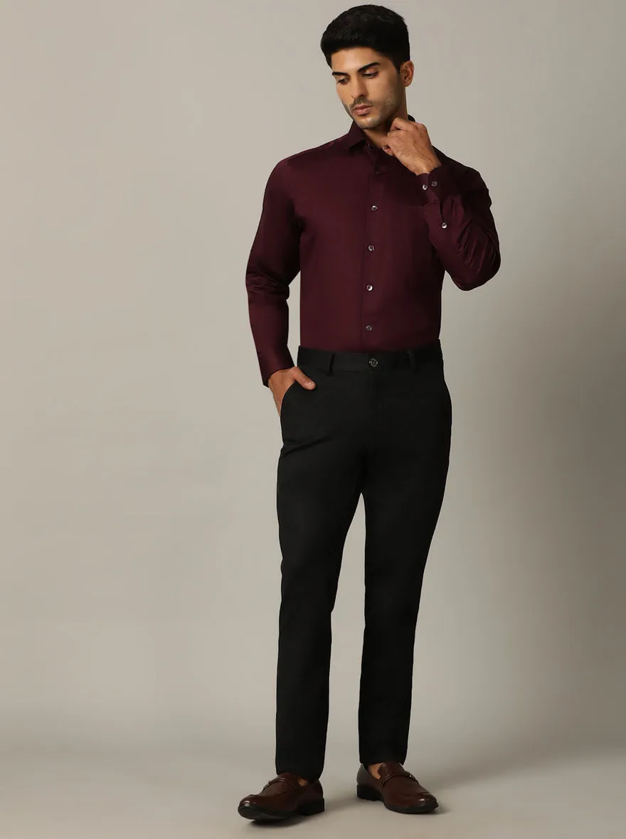 Dark Purple Solid Slim Fit Formal Shirt | Metal