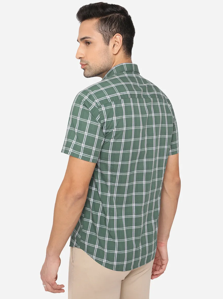 Duck Green Checked Slim Fit Casual Shirt | JadeBlue