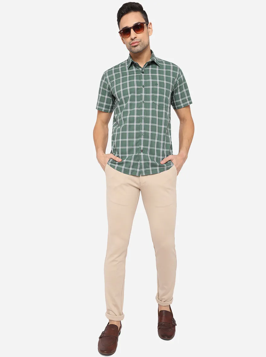 Duck Green Checked Slim Fit Casual Shirt | JadeBlue