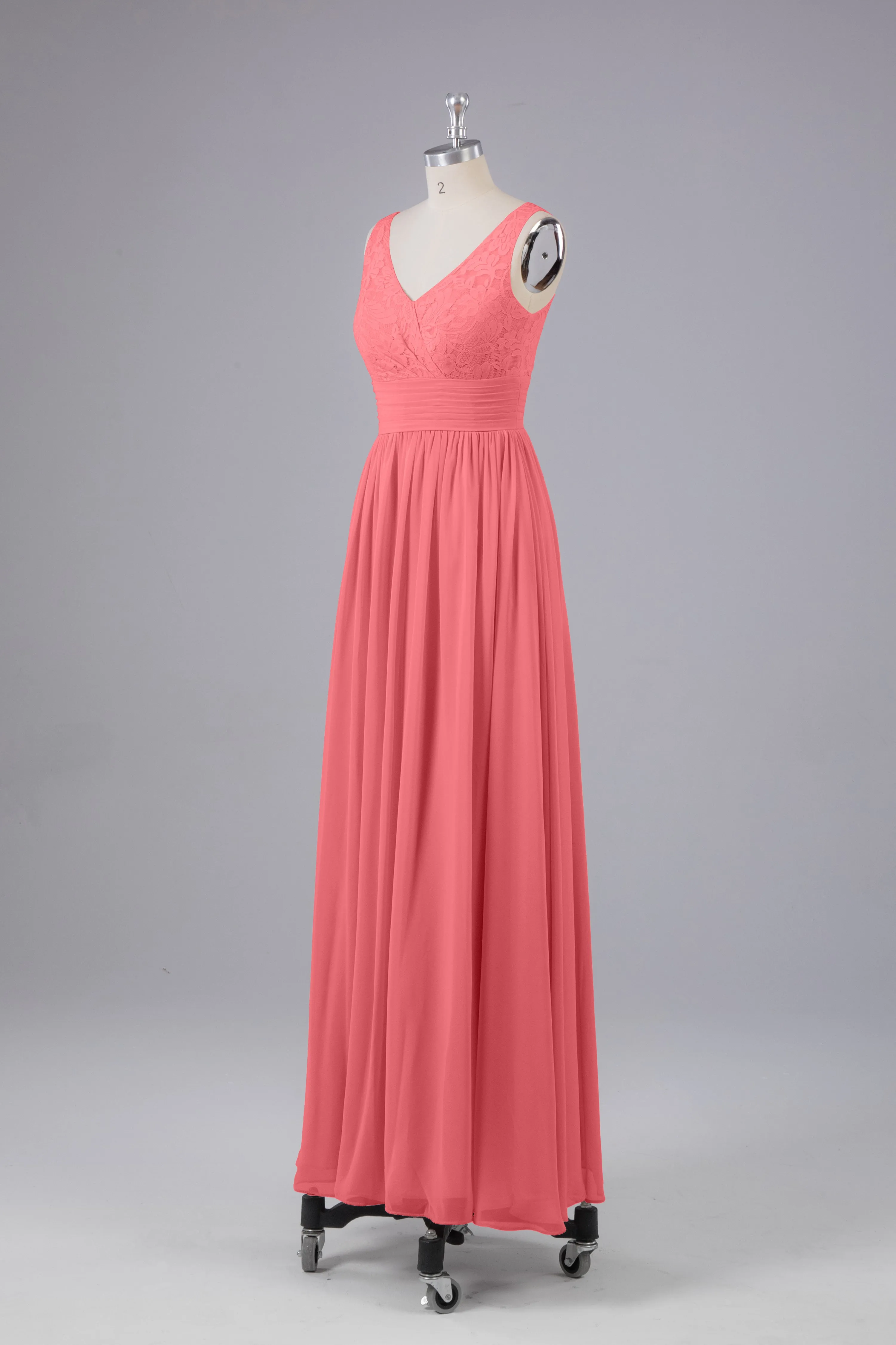 Elegant A-line V Neck Straps Chiffon Bridesmaid Dresses