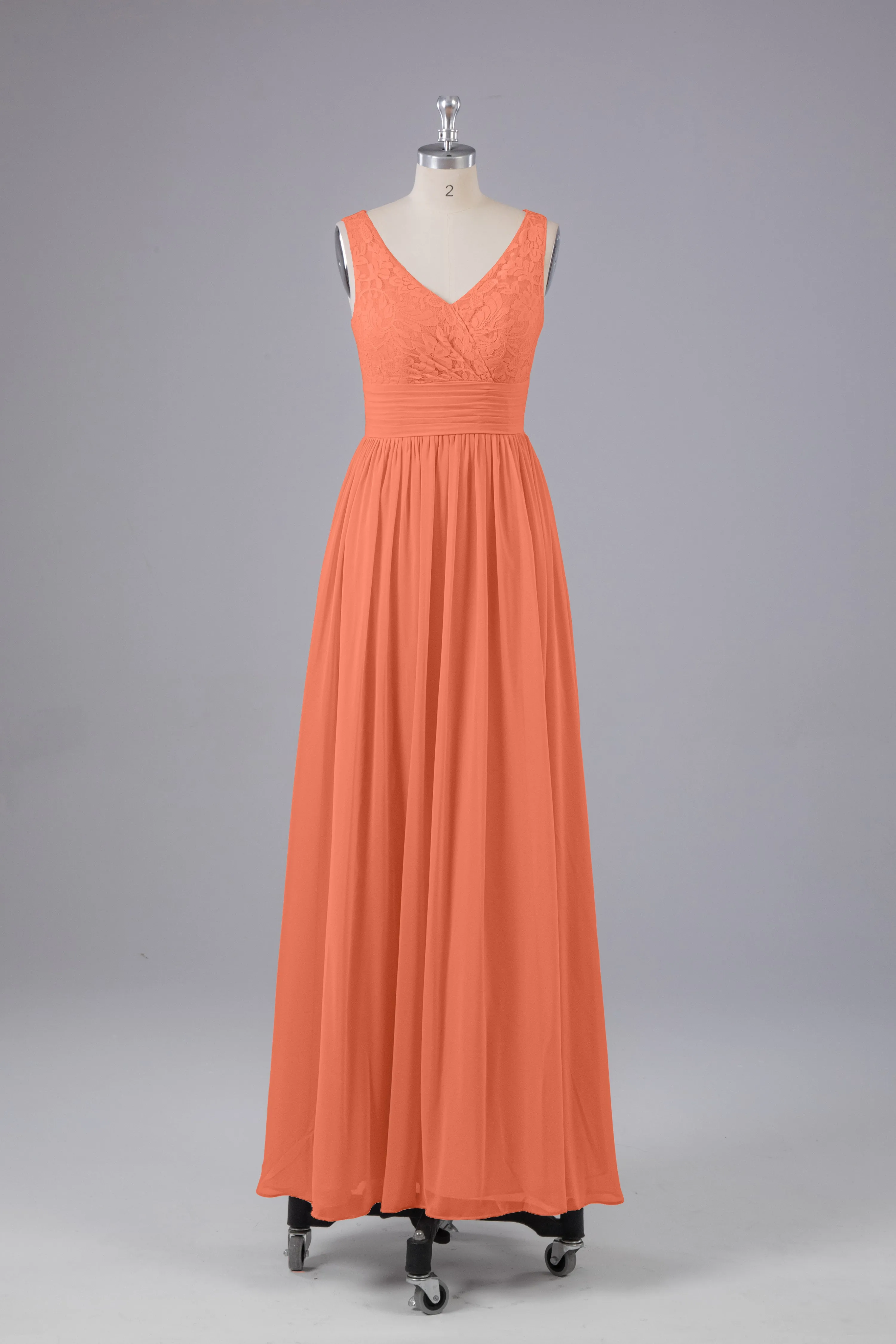 Elegant A-line V Neck Straps Chiffon Bridesmaid Dresses