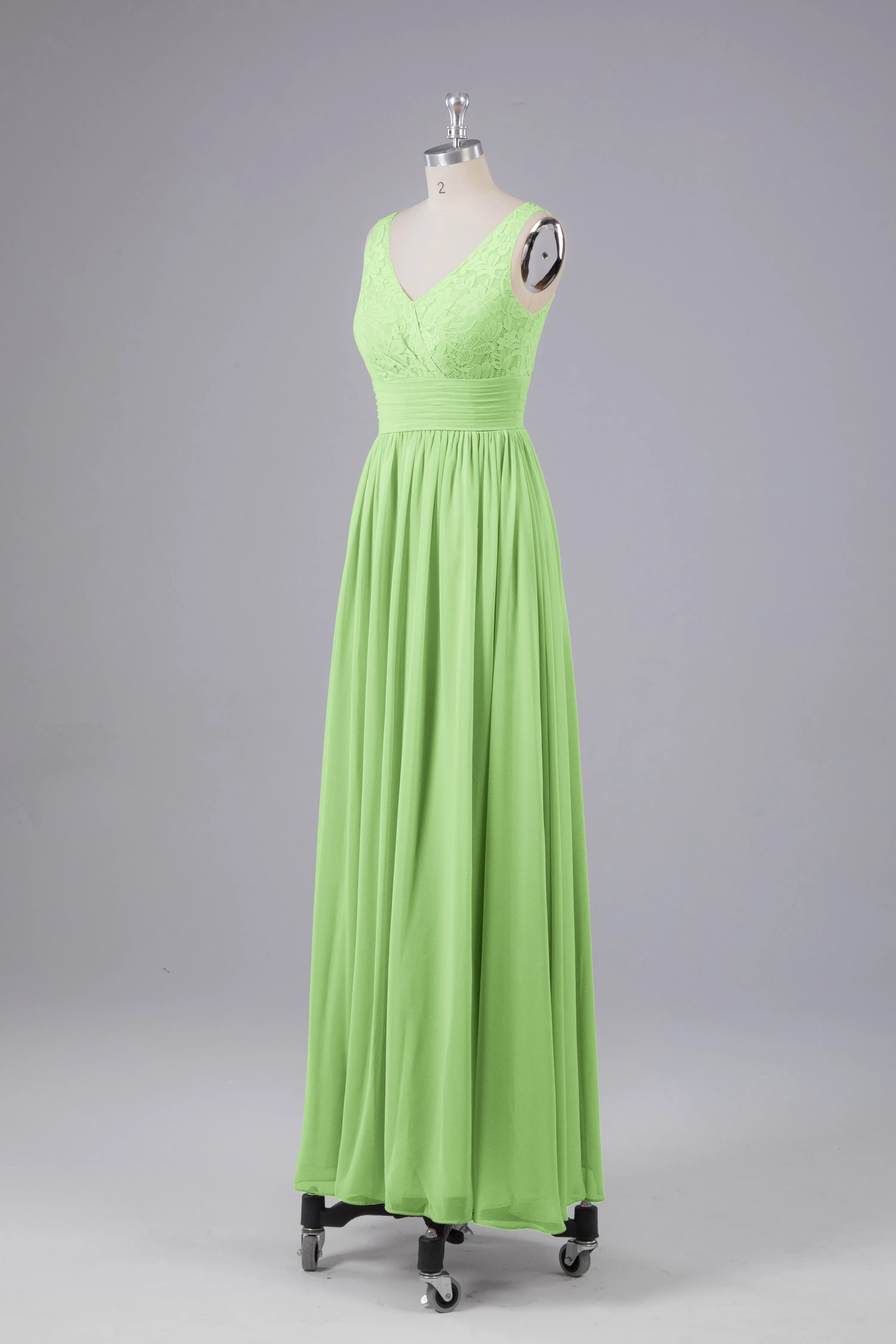 Elegant A-line V Neck Straps Chiffon Bridesmaid Dresses