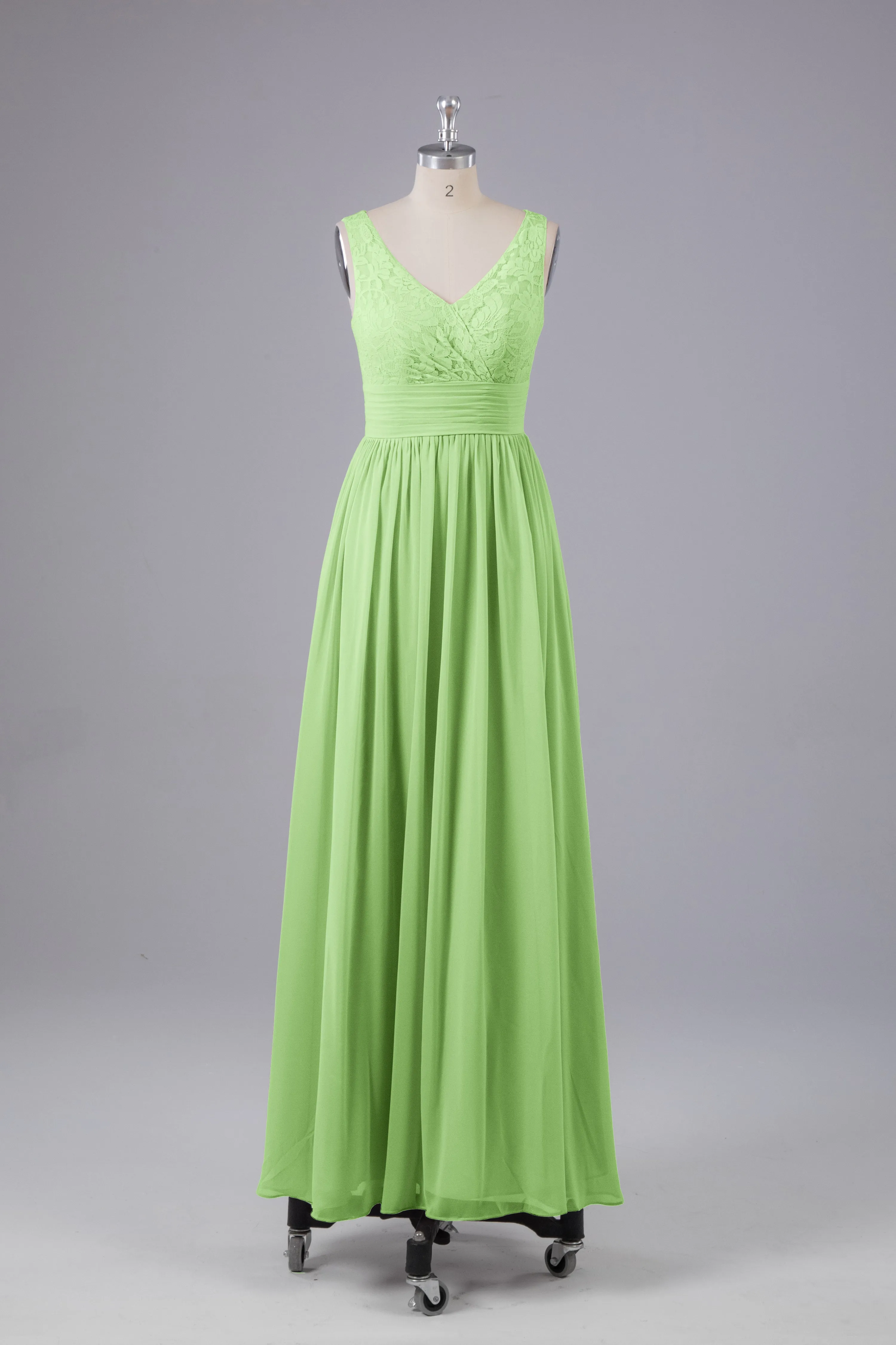 Elegant A-line V Neck Straps Chiffon Bridesmaid Dresses