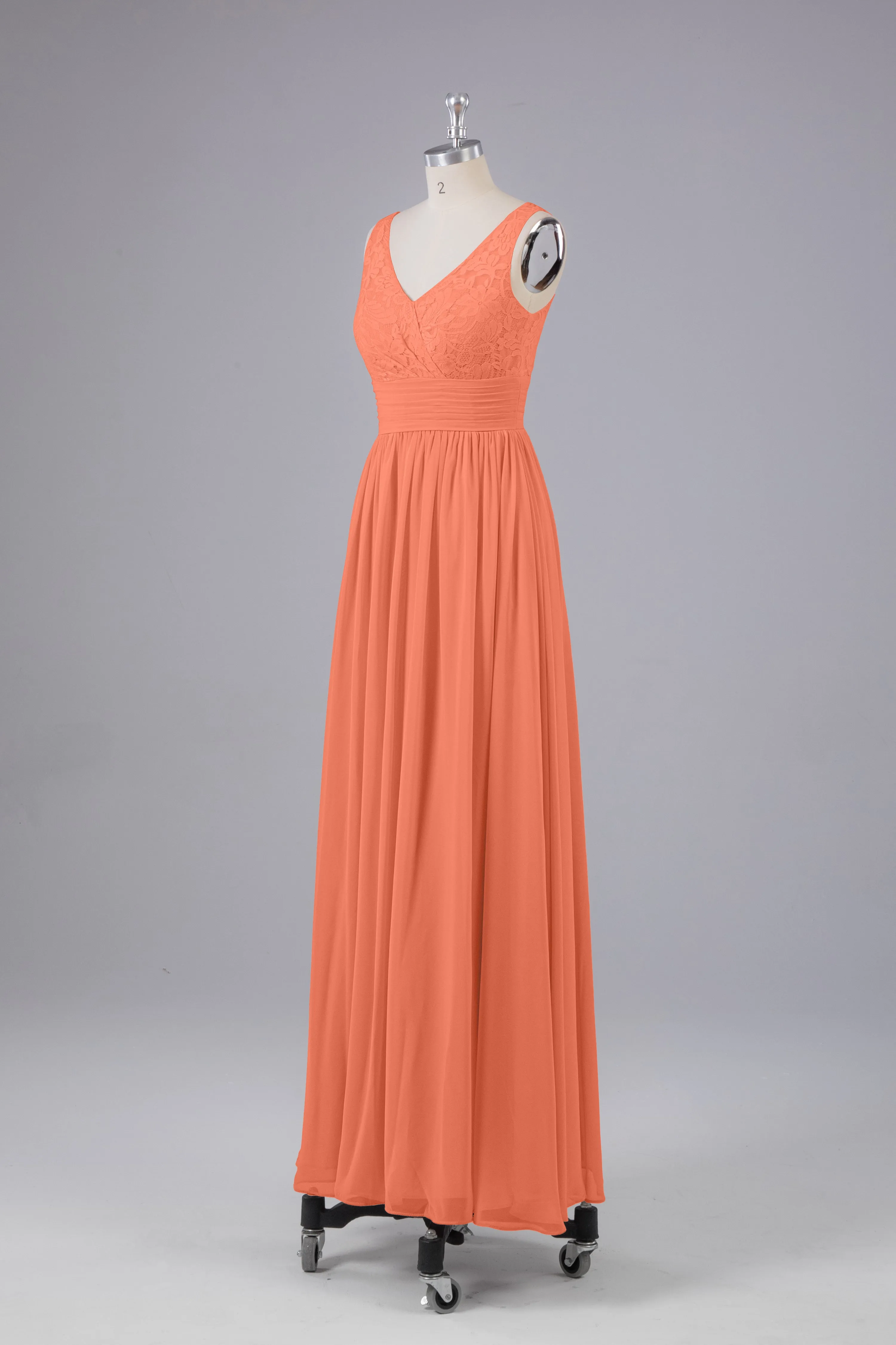 Elegant A-line V Neck Straps Chiffon Bridesmaid Dresses