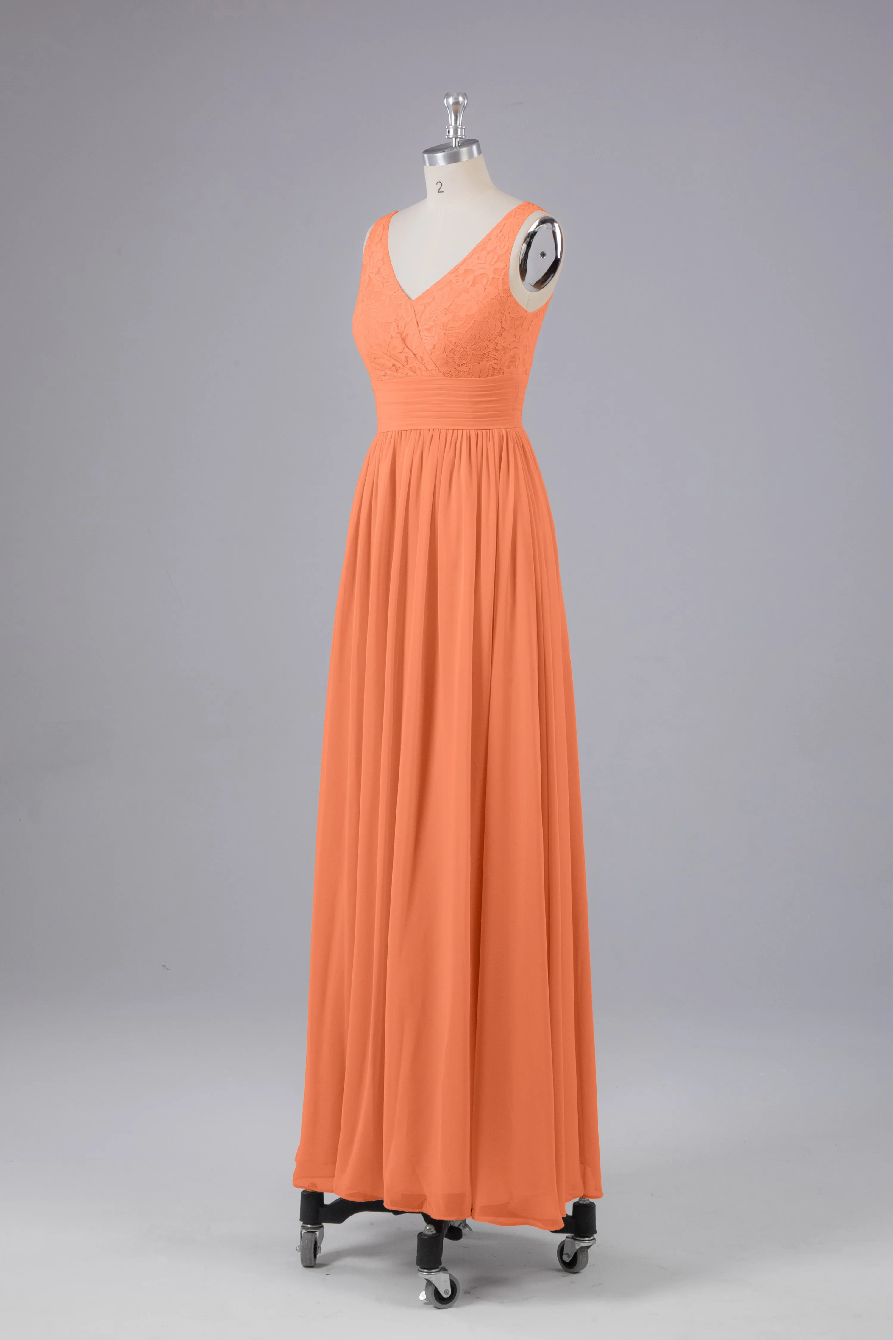 Elegant A-line V Neck Straps Chiffon Bridesmaid Dresses