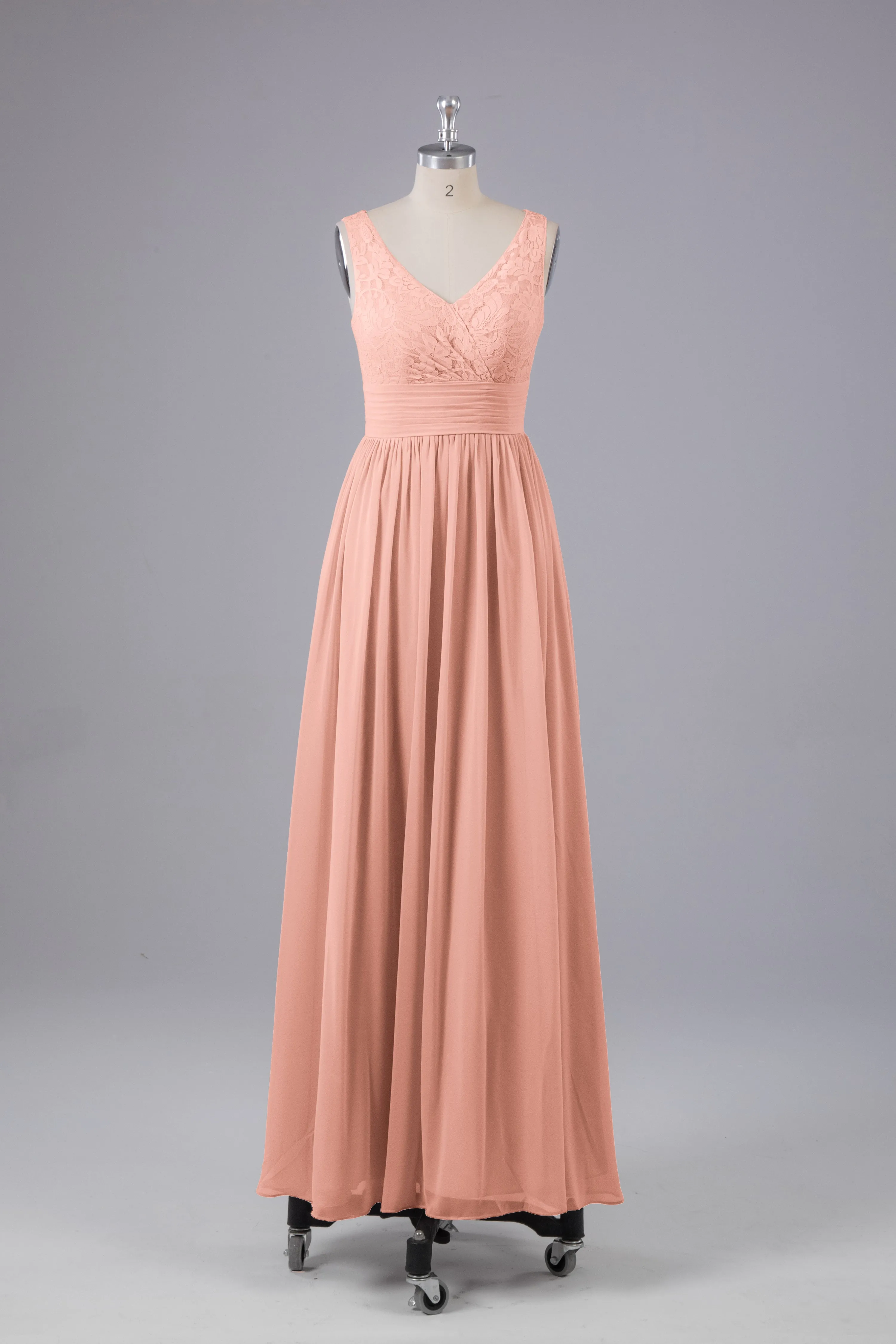 Elegant A-line V Neck Straps Chiffon Bridesmaid Dresses