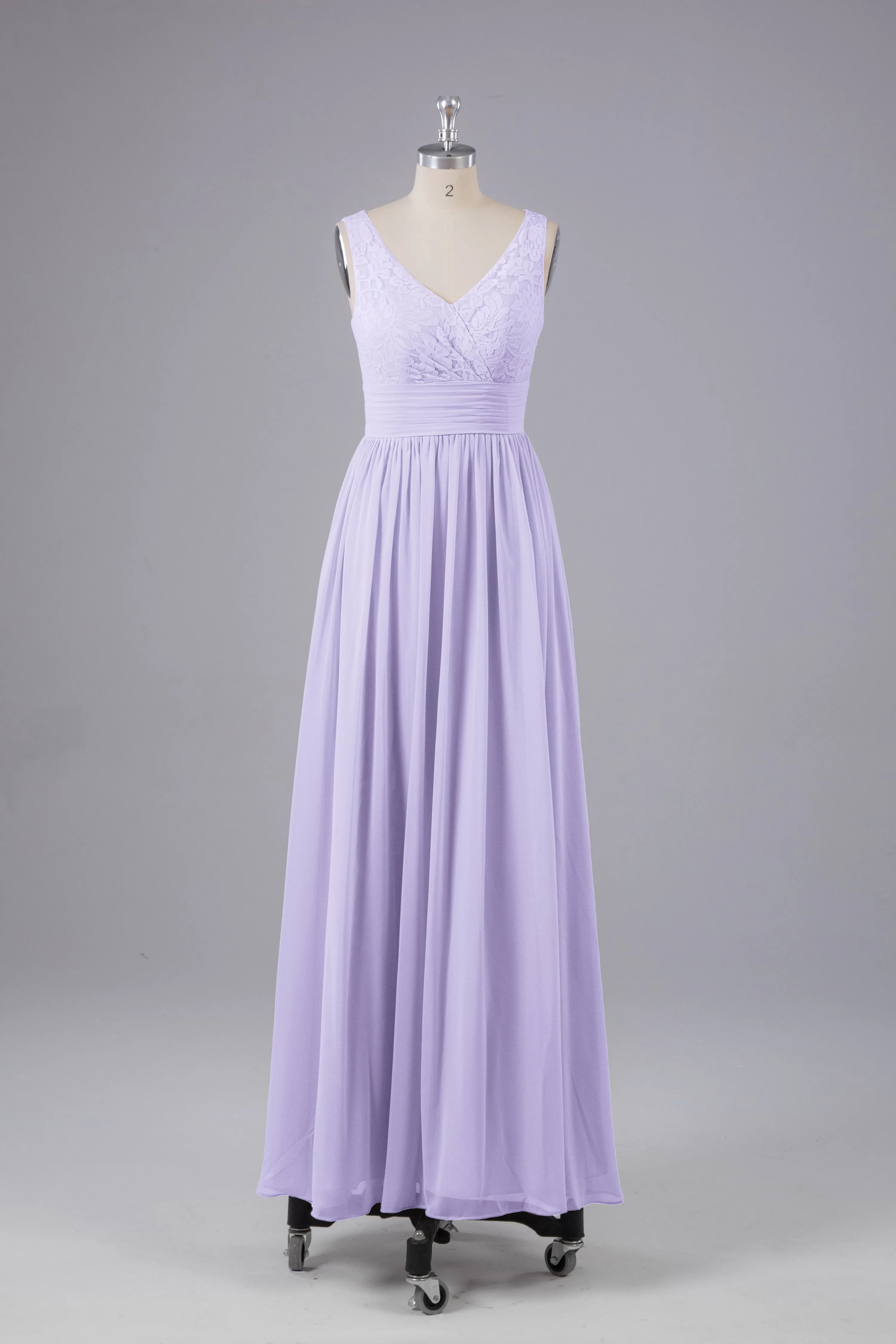 Elegant A-line V Neck Straps Chiffon Bridesmaid Dresses