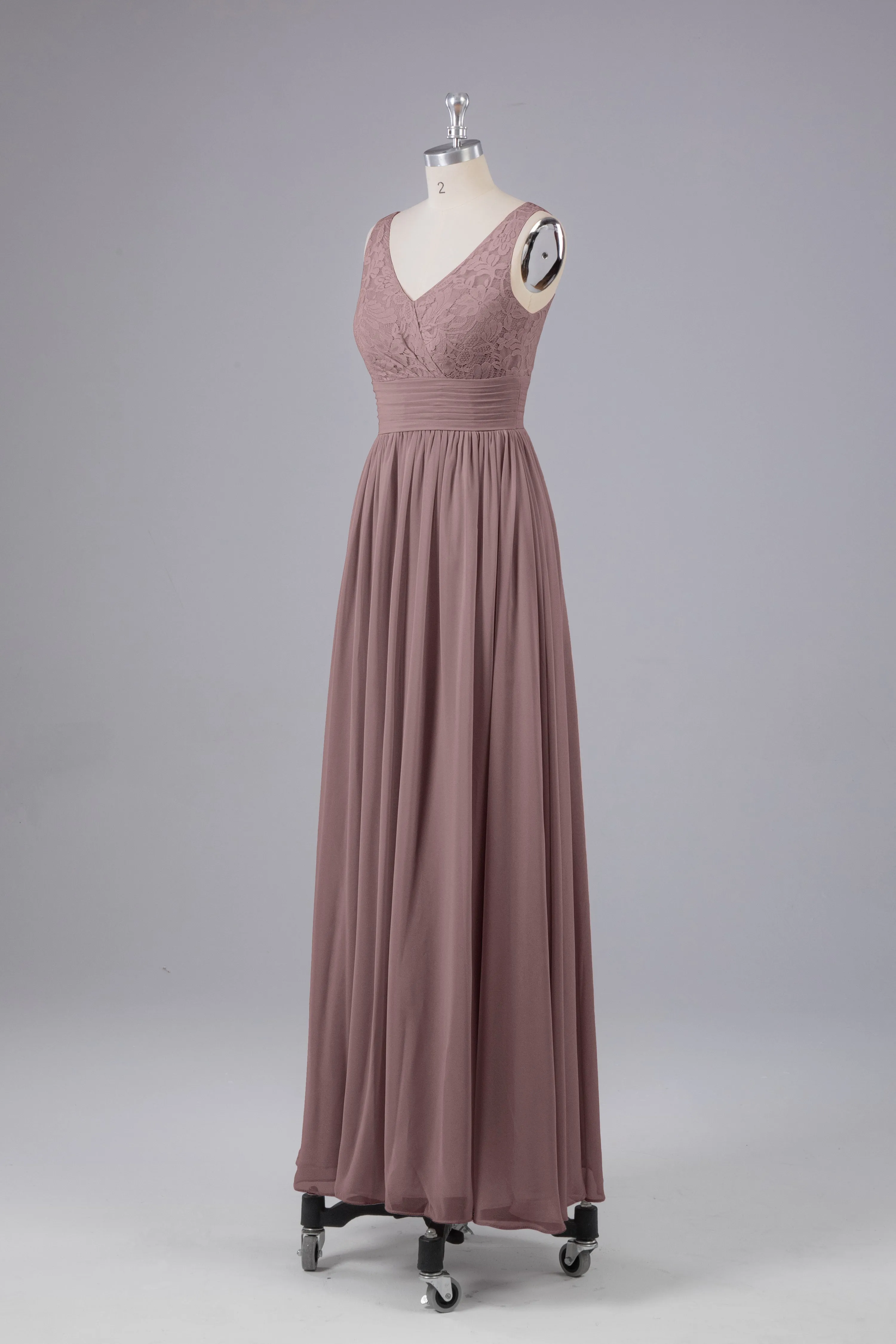 Elegant A-line V Neck Straps Chiffon Bridesmaid Dresses