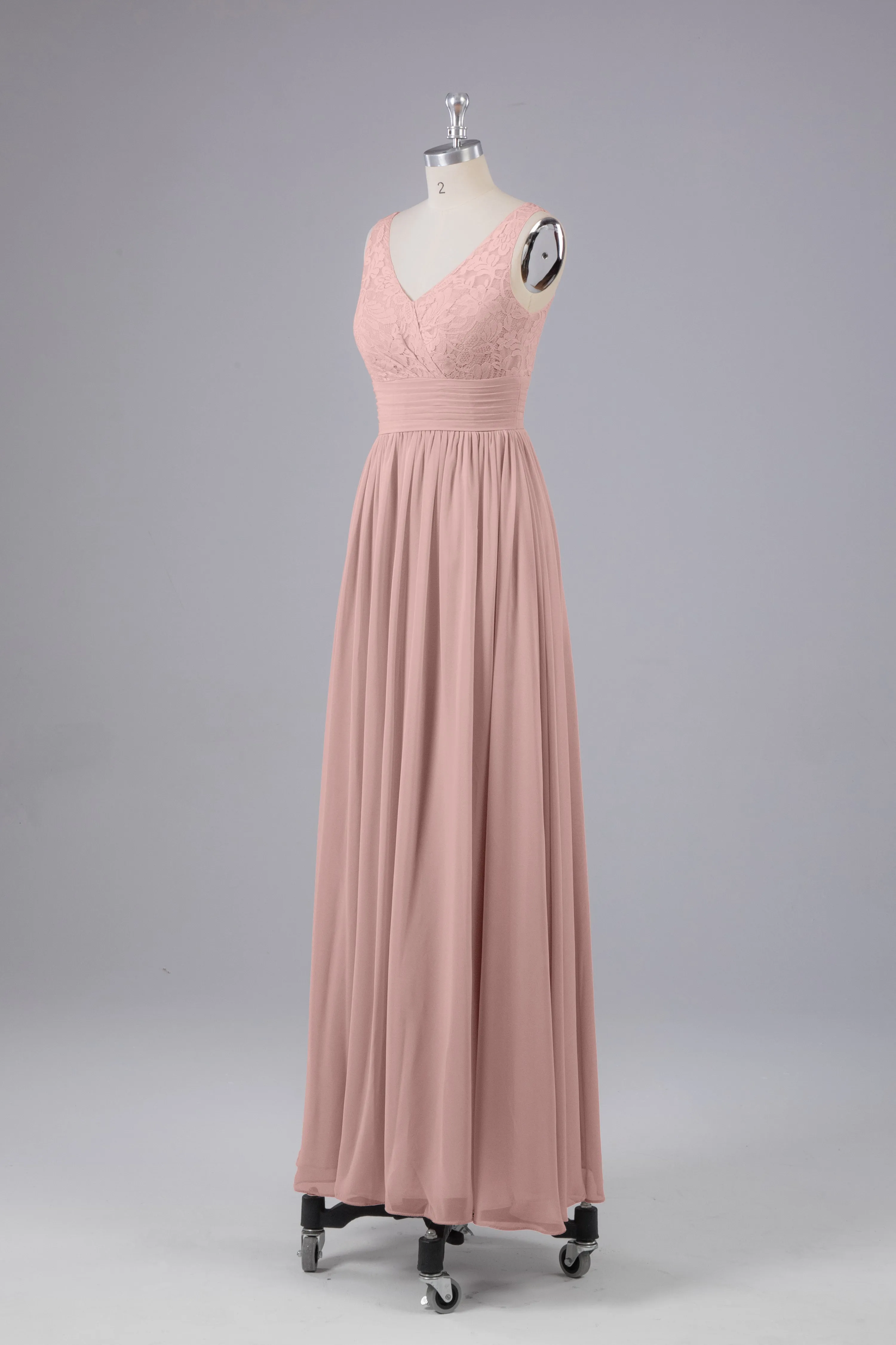 Elegant A-line V Neck Straps Chiffon Bridesmaid Dresses