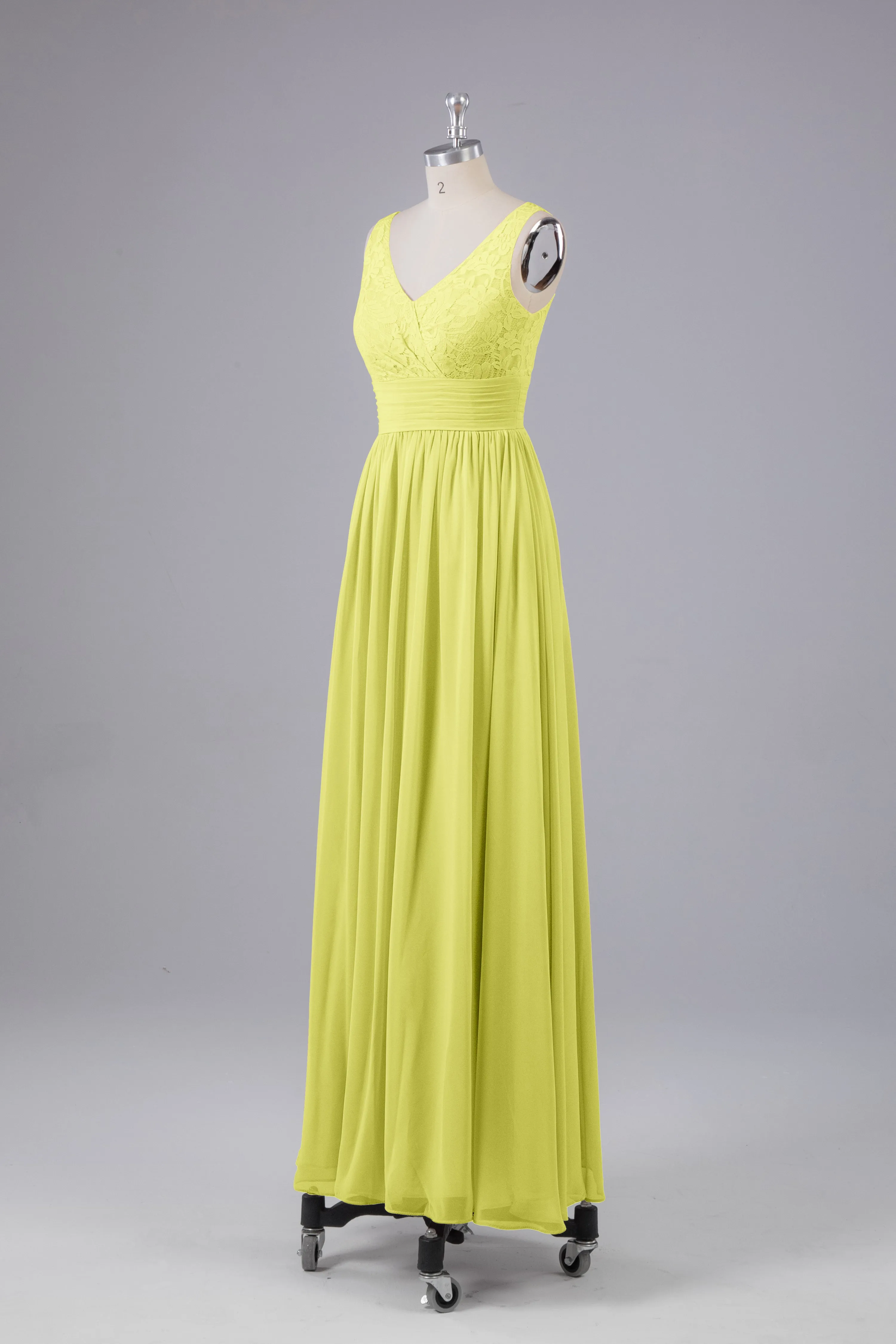 Elegant A-line V Neck Straps Chiffon Bridesmaid Dresses