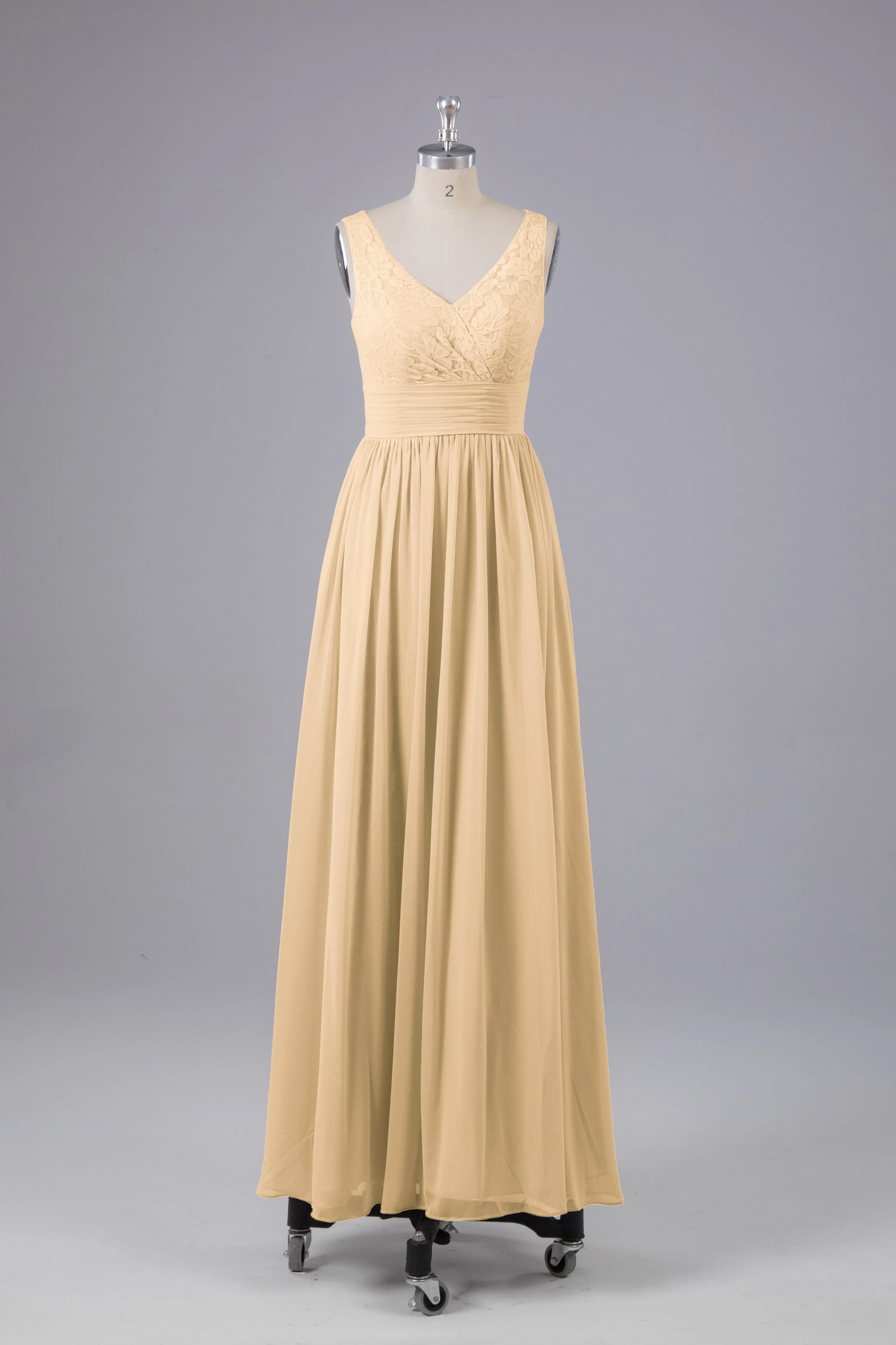 Elegant A-line V Neck Straps Chiffon Bridesmaid Dresses