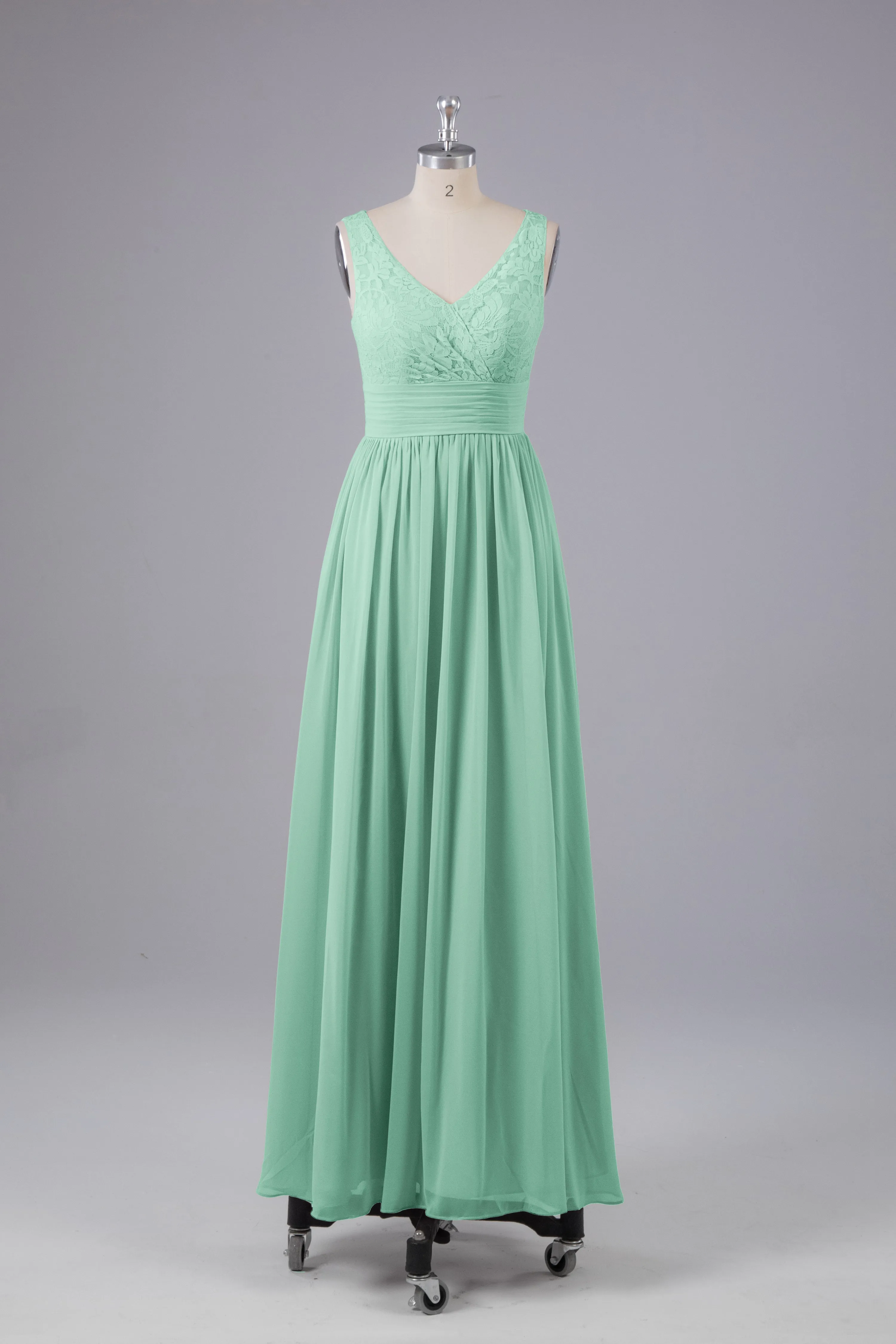 Elegant A-line V Neck Straps Chiffon Bridesmaid Dresses