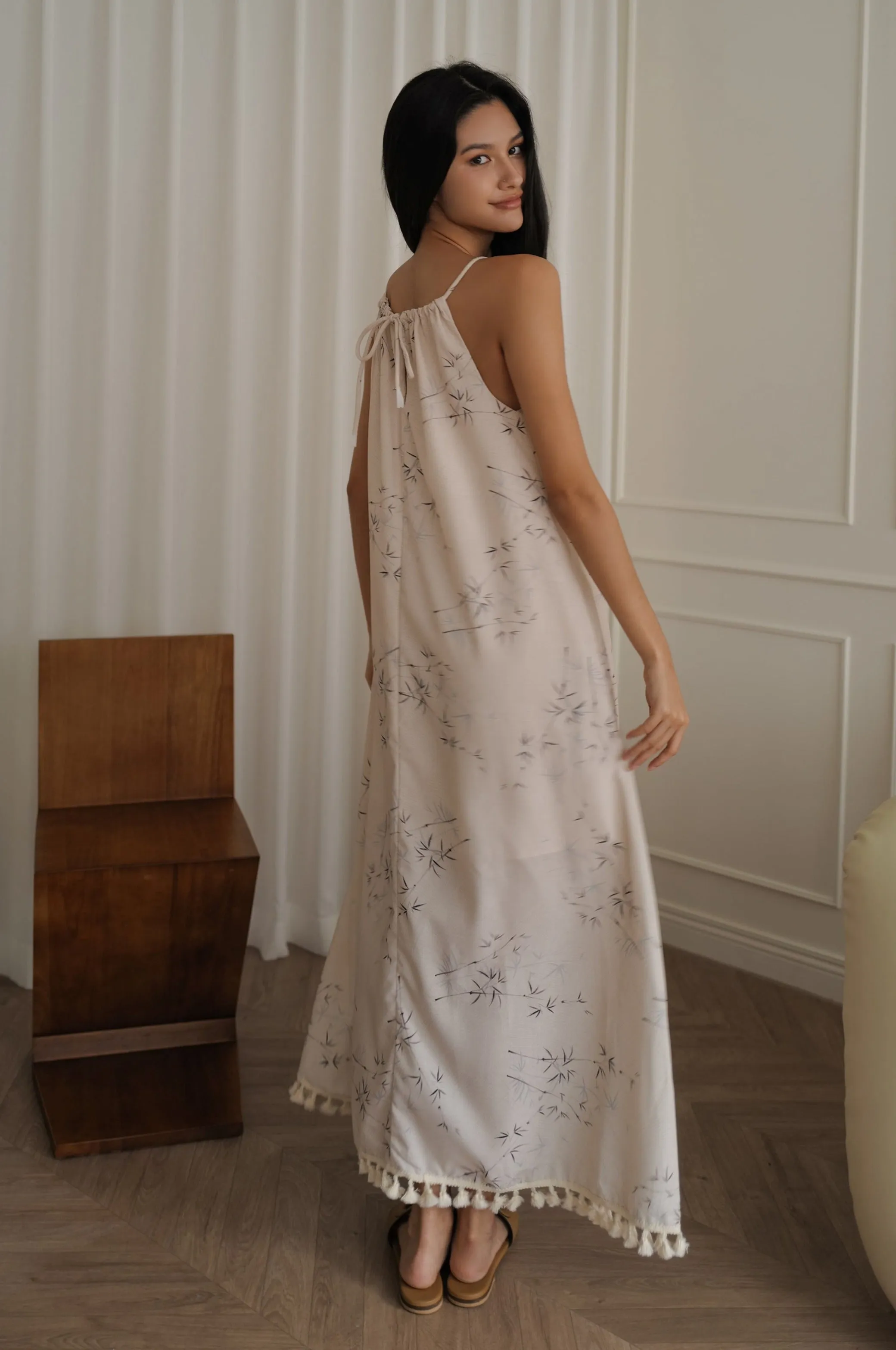 Elegant Bamboo print long dress