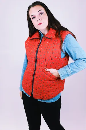 Floral Printed Puffer Vest