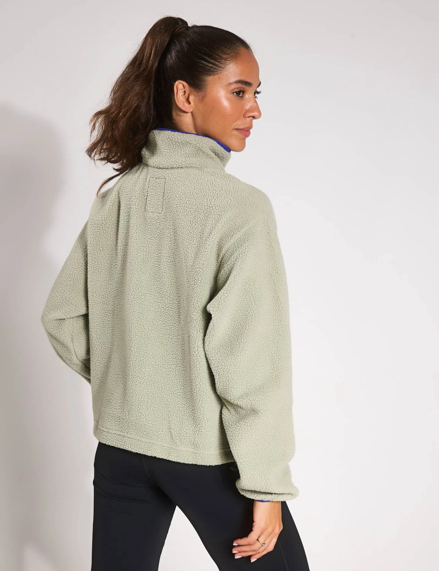 Helvetia II Cropped Sherpa Half Snap Fleece - Safari