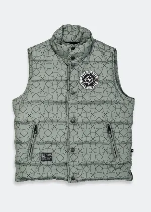 Konus Men's Printed Puffer Vest in Olive