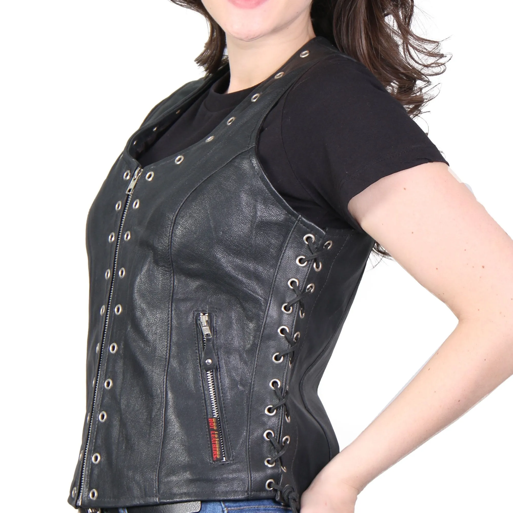 Ladies Black Lambskin Vest, VSL1009-HL