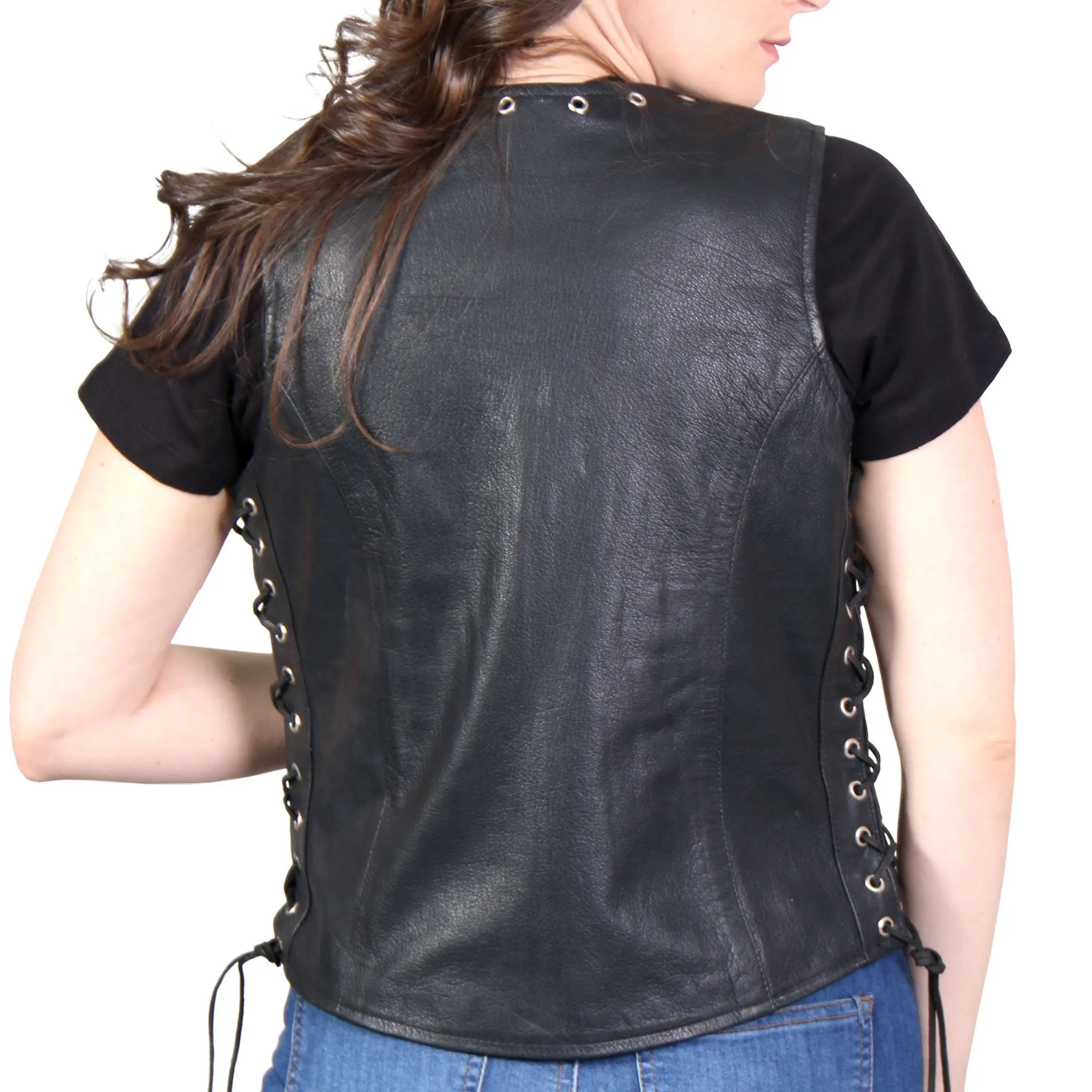 Ladies Black Lambskin Vest, VSL1009-HL