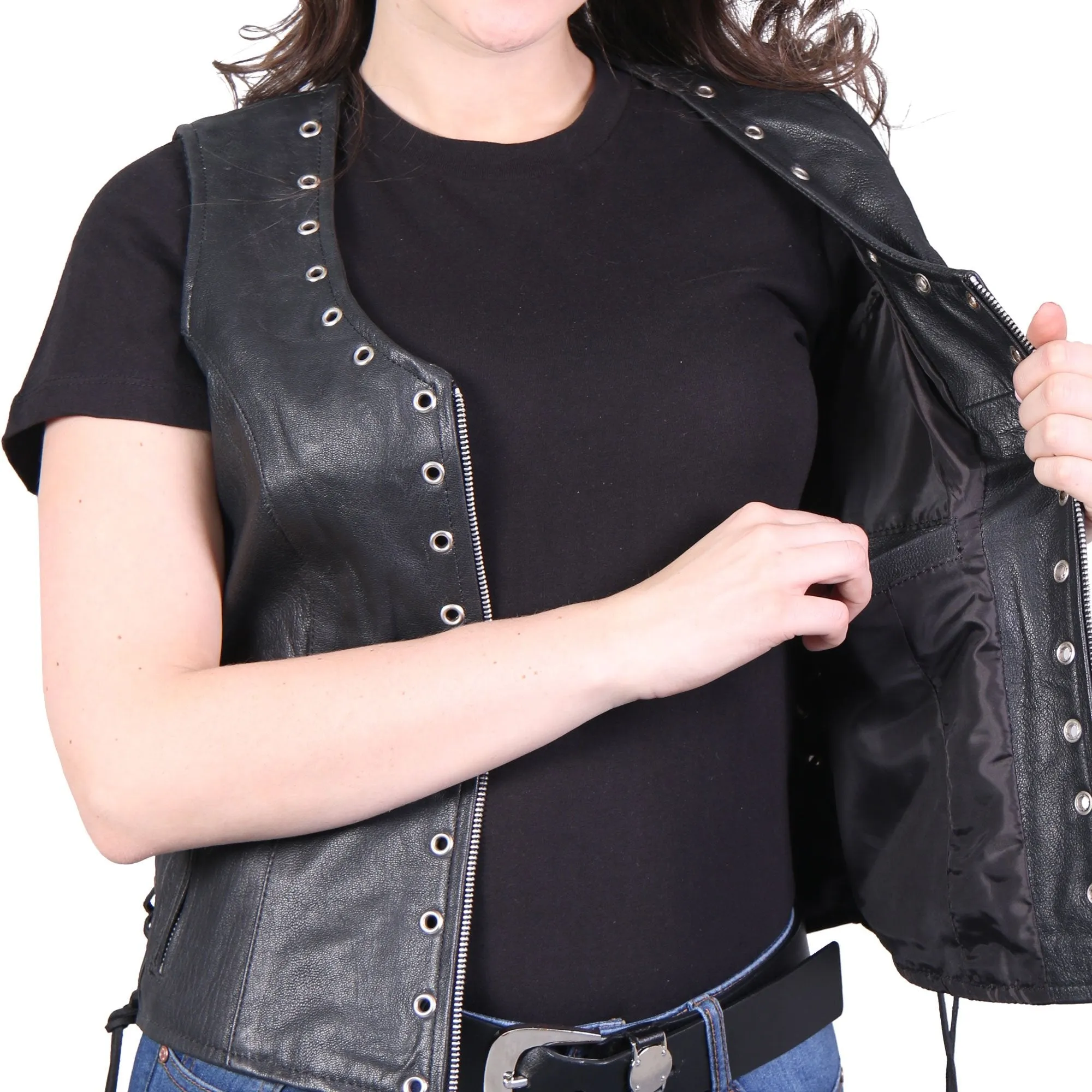 Ladies Black Lambskin Vest, VSL1009-HL