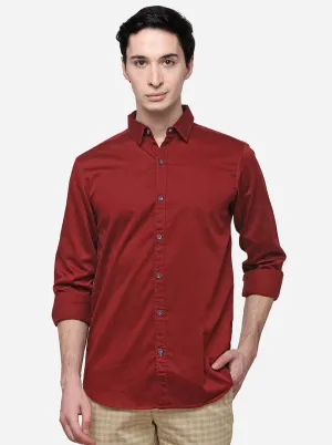 Maroon Slim Fit Solid Casual Shirt | JadeBlue