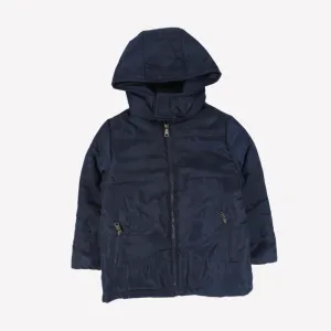 Navy Long-Sleeved Waterproof Hooded Jacket