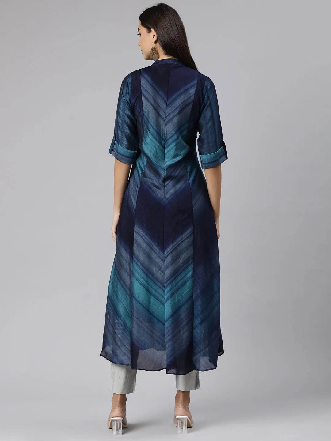 Neeru's Blue Straight Casual Graphic Dresses