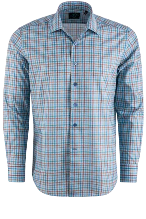 Pinto Ranch YY Collection Plaid Long Sleeve Button-Front Shirt - Blue