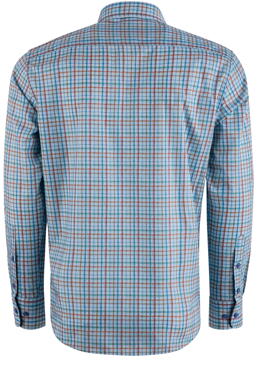 Pinto Ranch YY Collection Plaid Long Sleeve Button-Front Shirt - Blue