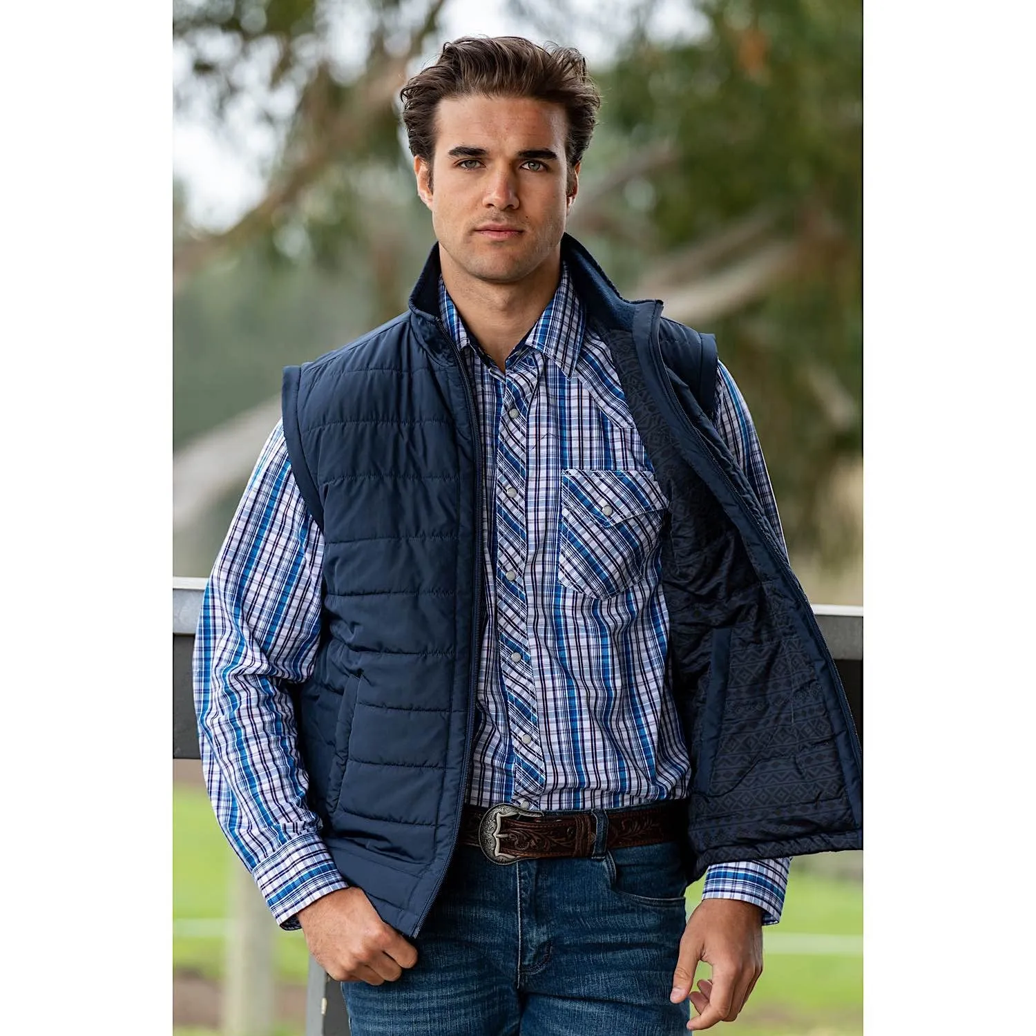 Pure Western Men's Patterson Reversible Jacket-Navy