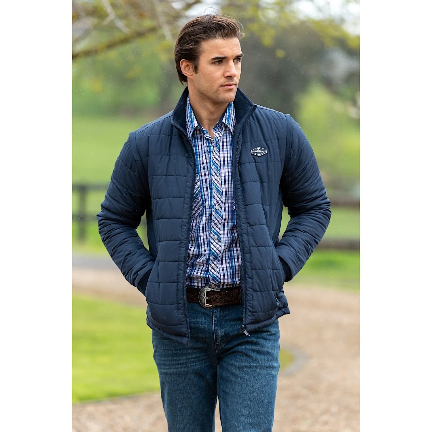 Pure Western Men's Patterson Reversible Jacket-Navy