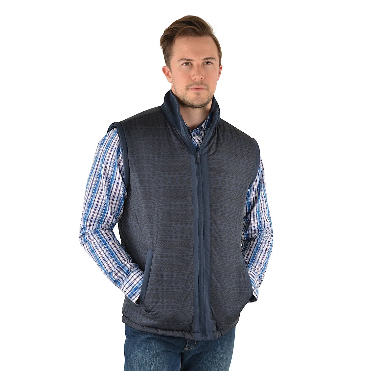 Pure Western Men's Patterson Reversible Jacket-Navy