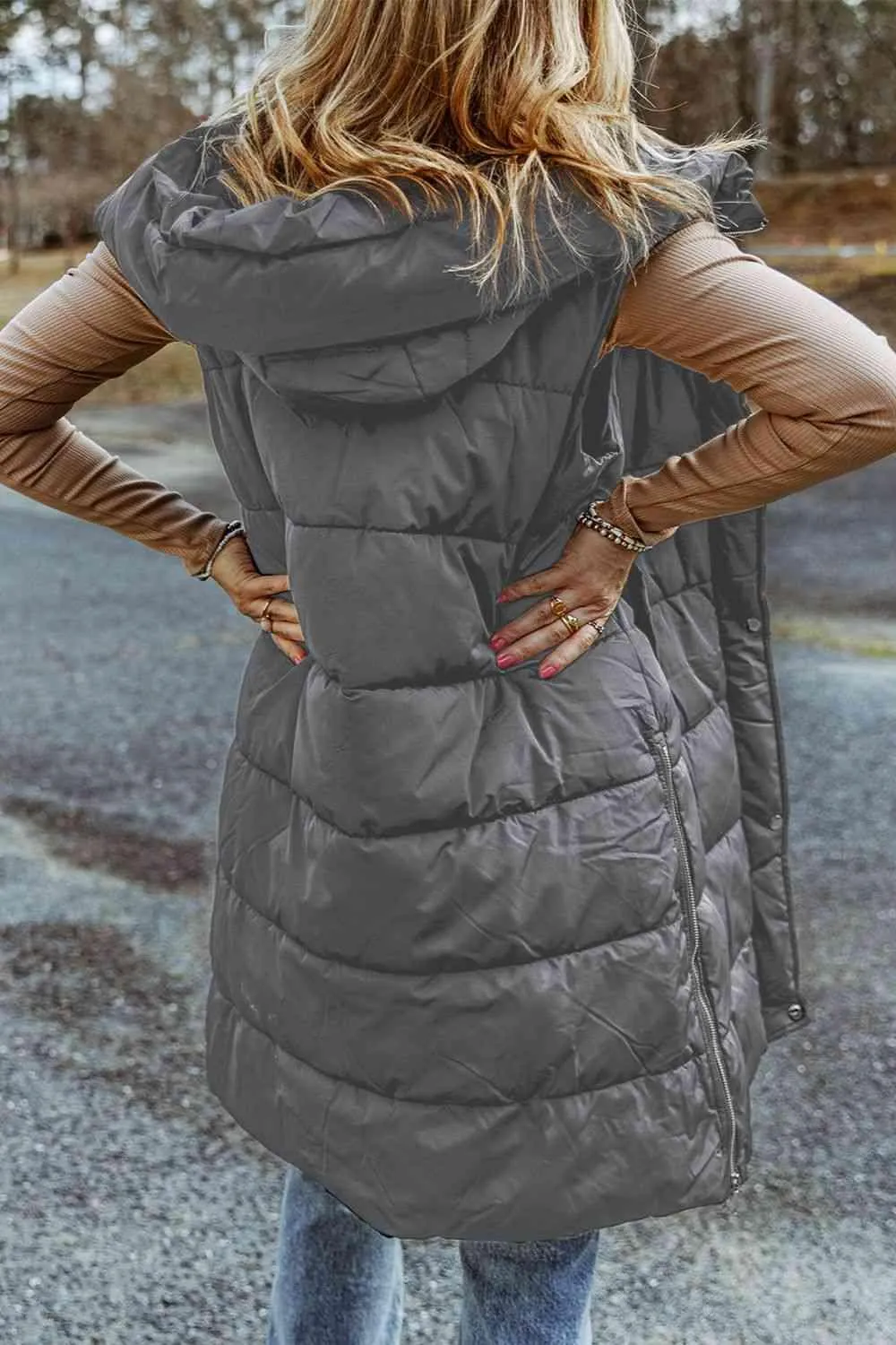 Raegan Longline Hooded Sleeveless Puffer Vest